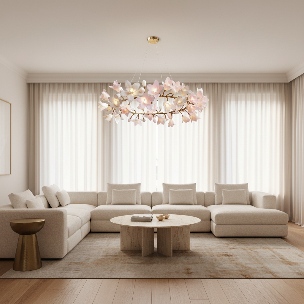Riviko Flower Circular Blossom Chandelier - sophisticated American living room