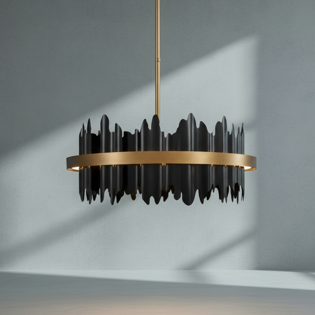 Riviko Sculptural Wave LED Round Chandelier - Background Shot
