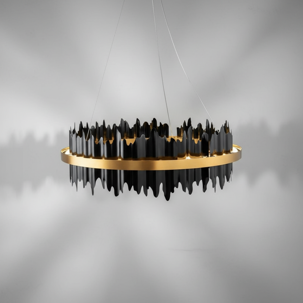 Riviko Sculptural Wave LED Round Chandelier - Background Shot