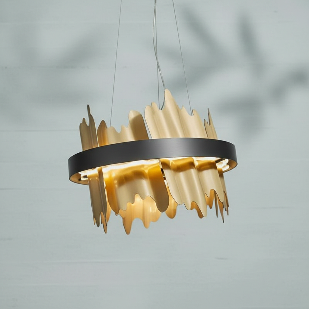 Riviko Sculptural Wave LED Round Chandelier - Background Shot