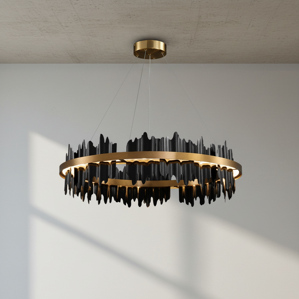 Riviko LG Wave Modern Sculpture Round Chandelier - Studio Shot