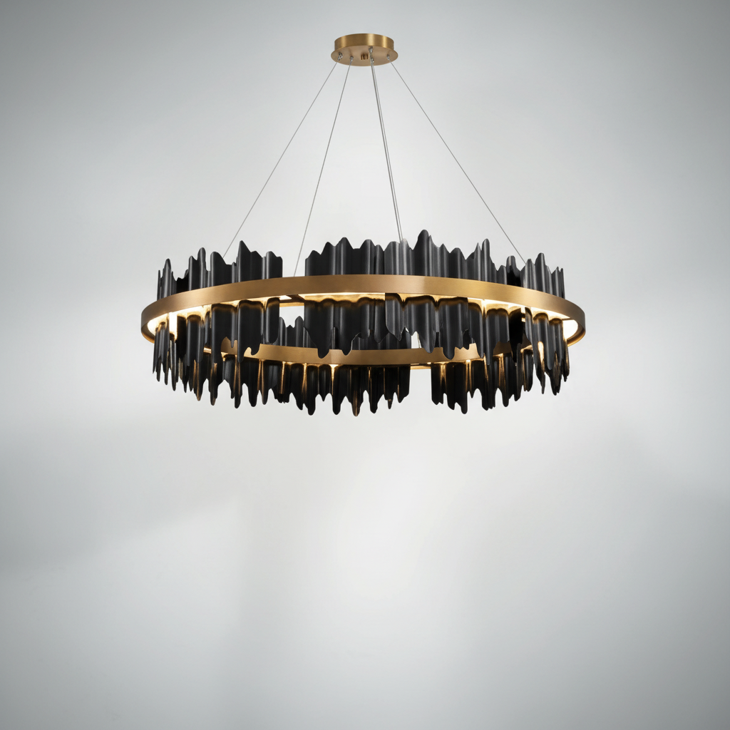Riviko LG Wave Modern Sculpture Round Chandelier - Studio Shot