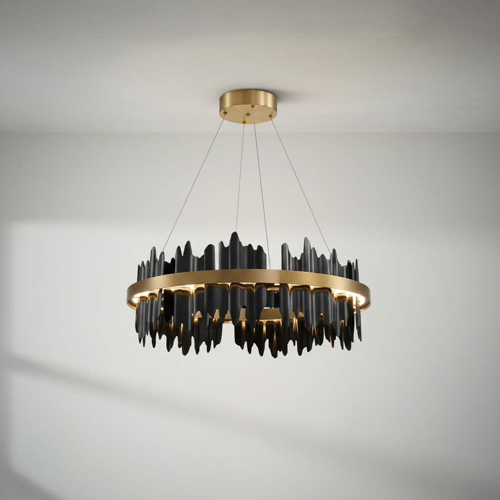 Riviko LG Wave Modern Sculpture Round Chandelier - Studio Shot