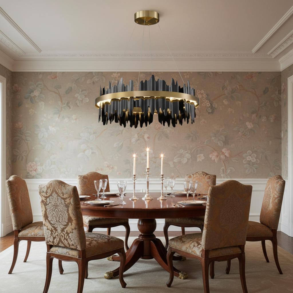 Riviko LG Wave Modern Sculpture Round Chandelier - Scene