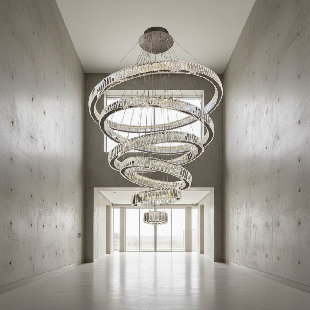 Riviko Radiant Cascade Multi-Ring Chandelier - Background Shot