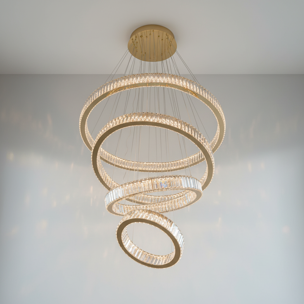 Riviko Radiant Cascade Multi-Ring Chandelier - Background Shot