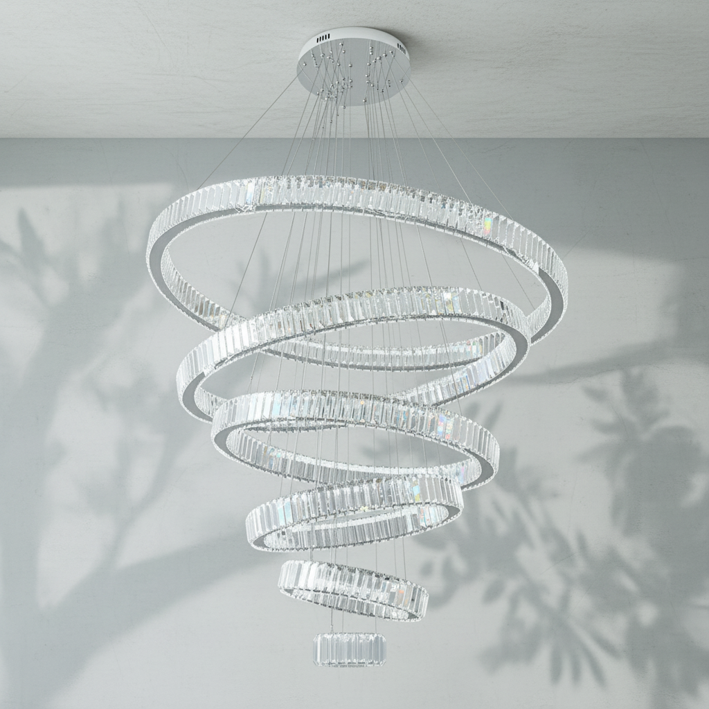 Riviko Radiant Cascade Multi-Ring Chandelier - Background Shot