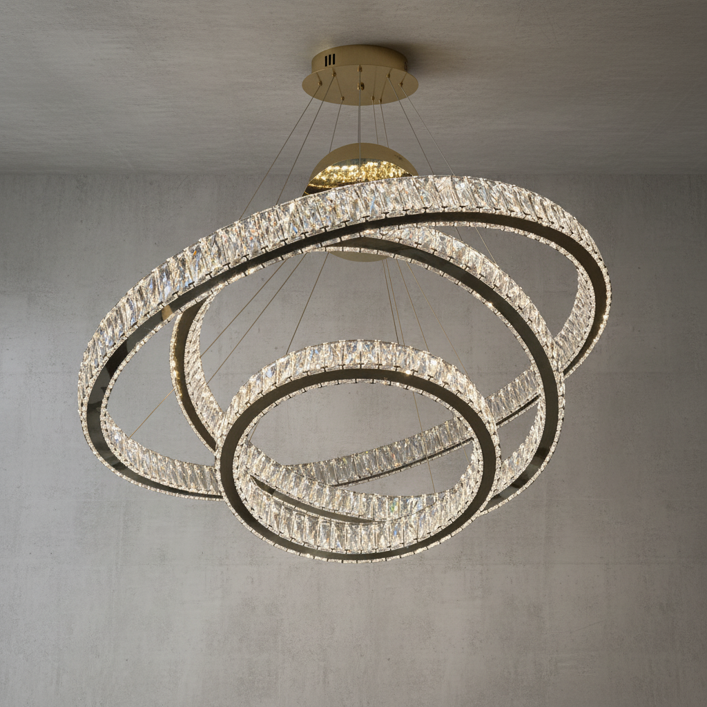 Riviko Radiant Cascade Multi-Ring Chandelier - Background Shot