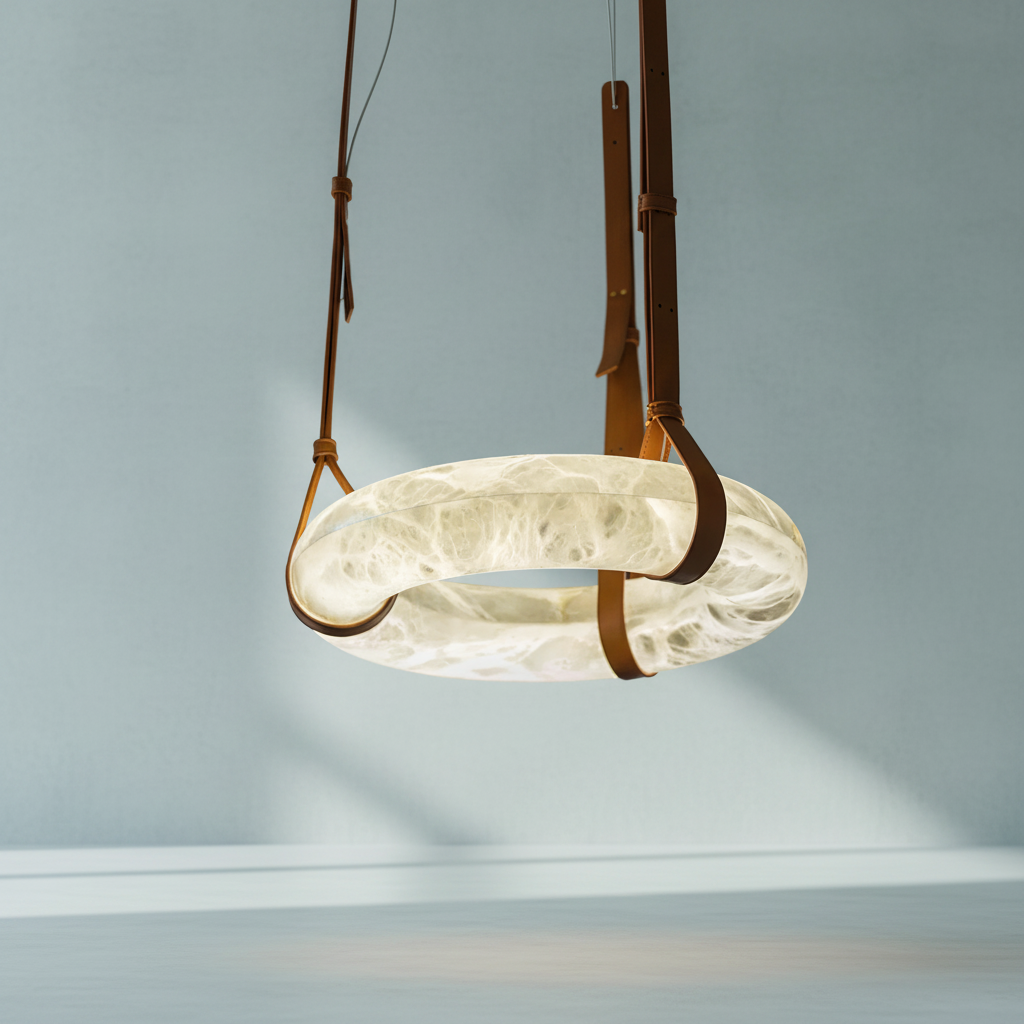 Riviko Alabaster Halo LED Chandelier - Background Shot