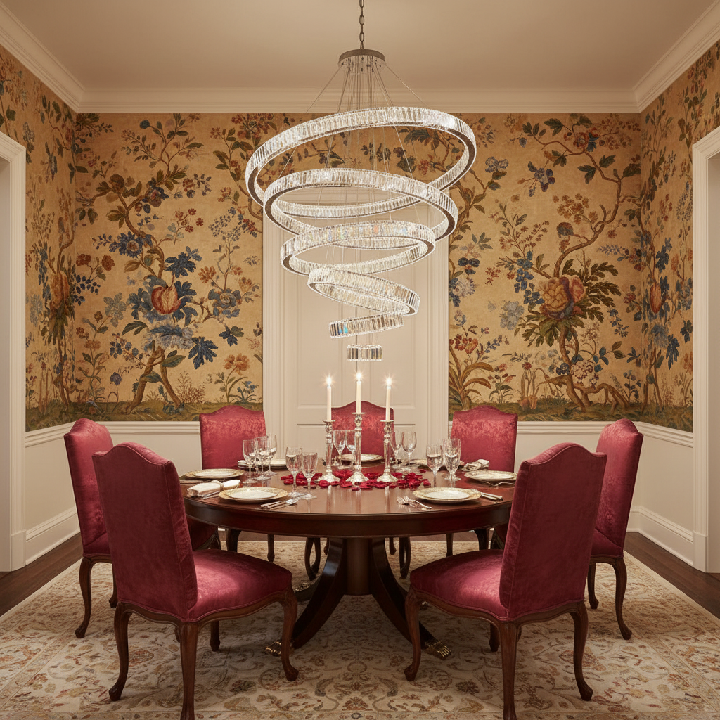 Riviko Radiant Cascade Multi-Ring Chandelier - formal American dining room