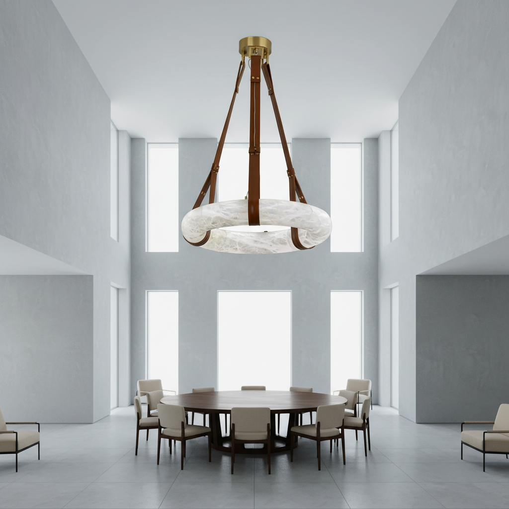 Riviko Alabaster Halo LED Chandelier - Background Shot