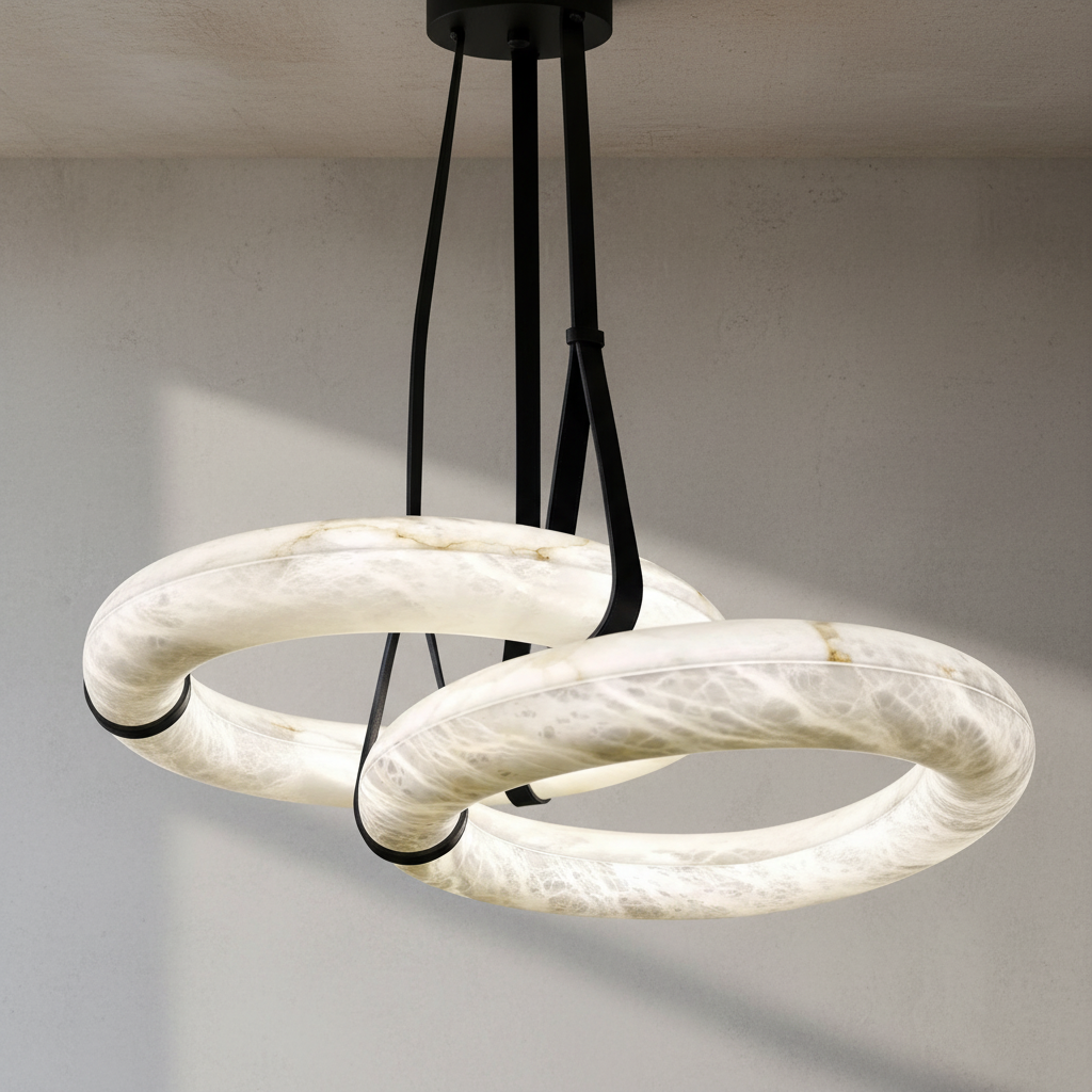 Riviko Alabaster Halo LED Chandelier - Background Shot