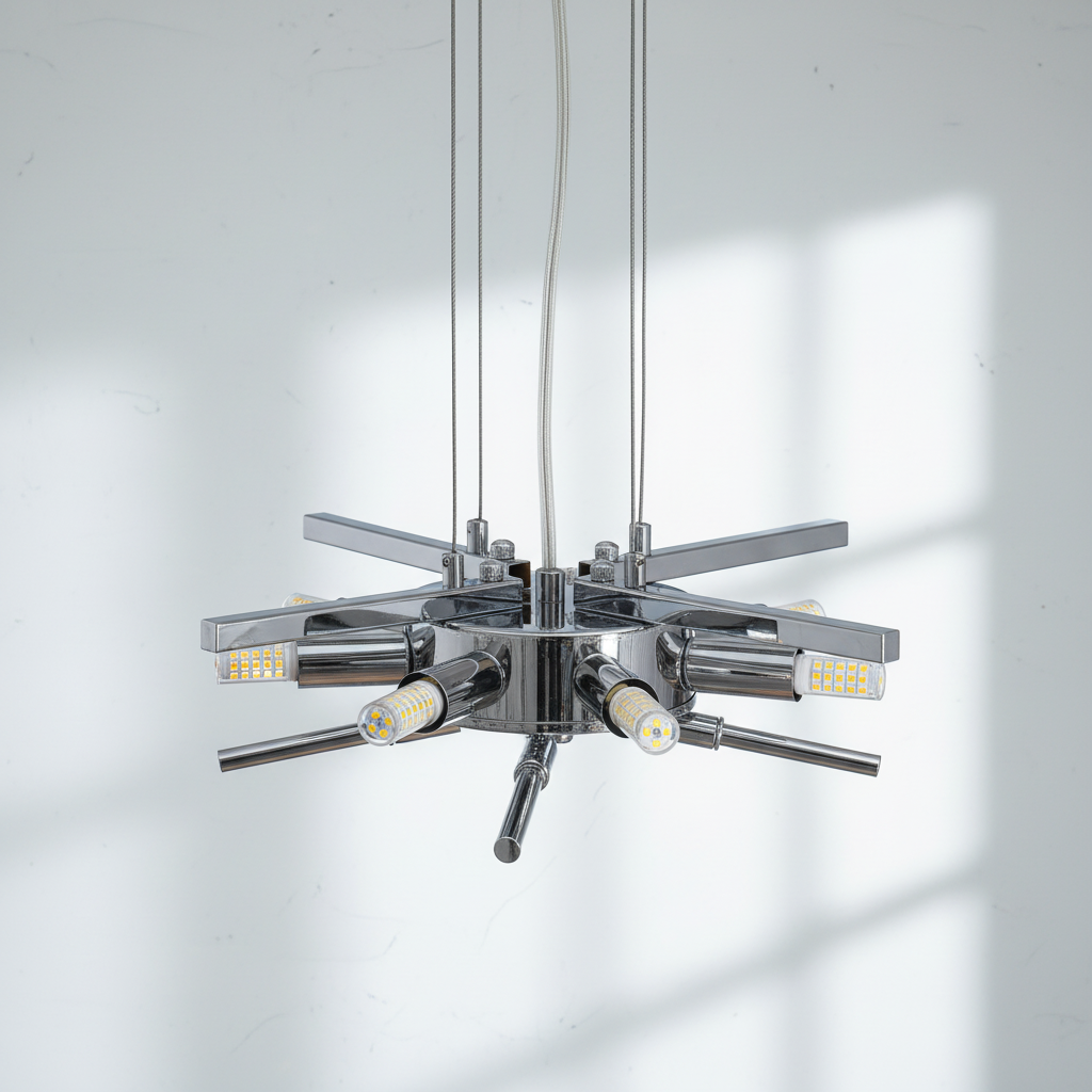 Riviko Sculpted Crystal Block Rectangular Chandelier - Background Shot