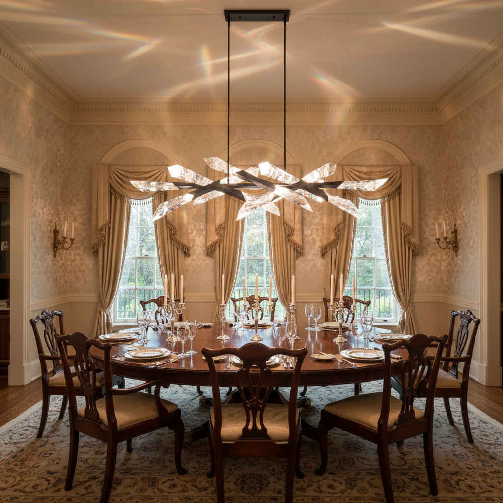 Riviko Axel Linear Chandelier 60" - formal American dining room