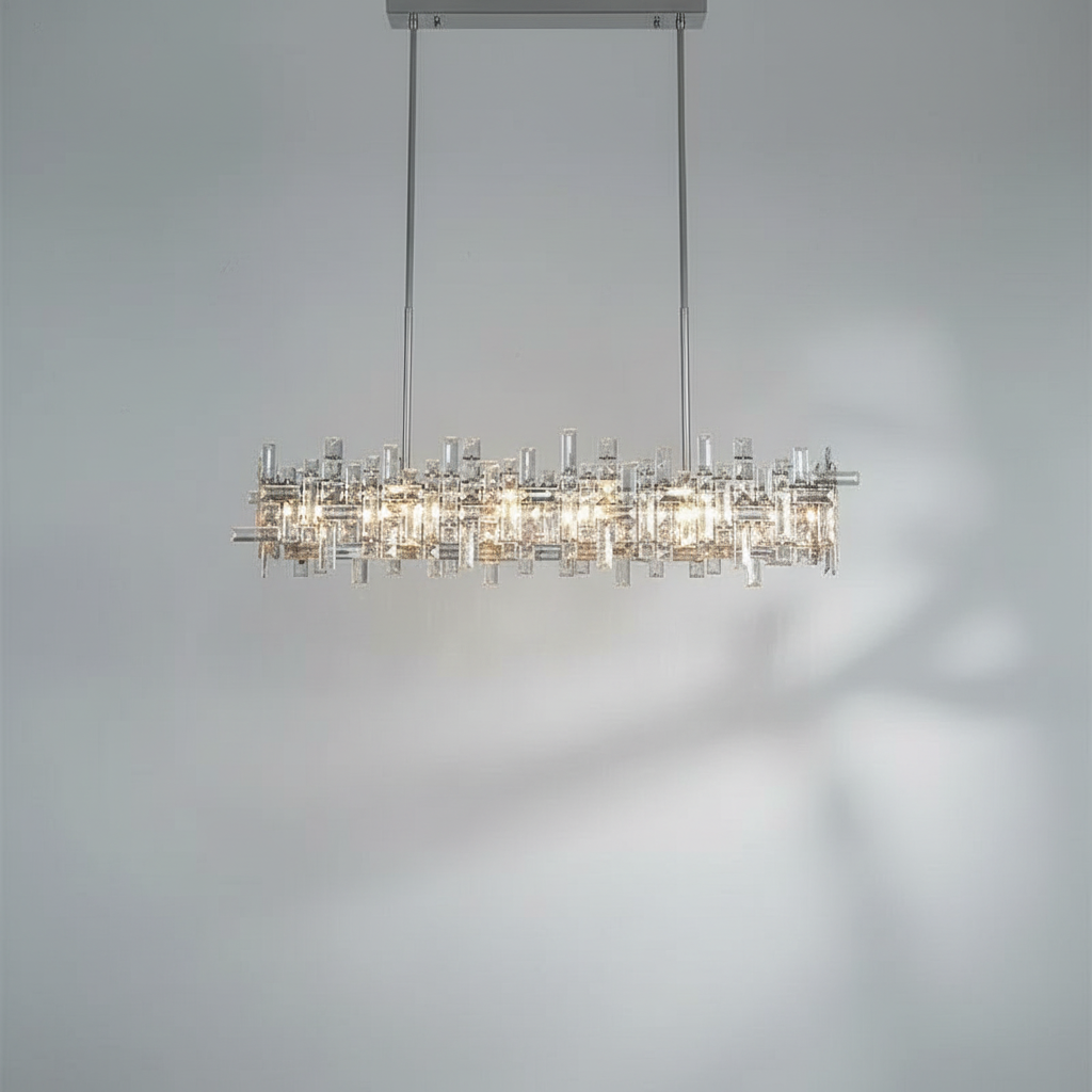 Riviko Art Irregular Block Collection Crystal Pendant Chandelier Suit for Living/Dining Room - Studio Shot