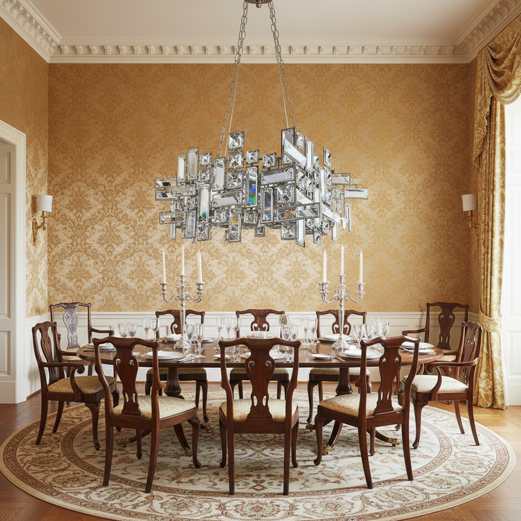 Riviko Art Irregular Block Collection Crystal Pendant Chandelier Suit for Living/Dining Room - formal American dining room