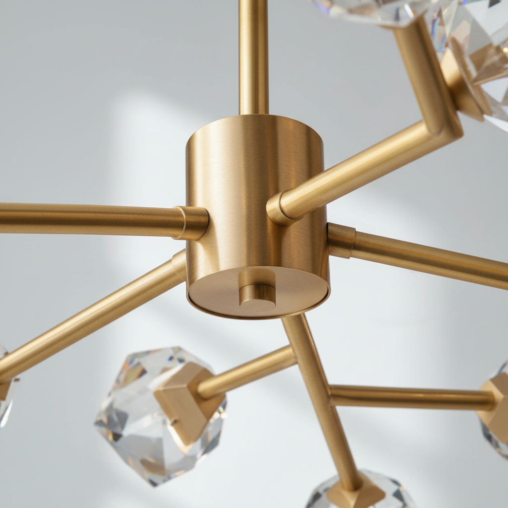 Riviko Radiant Cascade Brass Crystal Chandelier - Background Shot