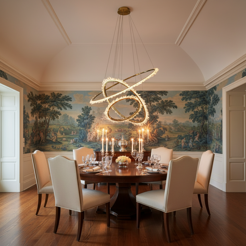 Riviko Radiant Cascade Ring Chandelier - formal American dining room