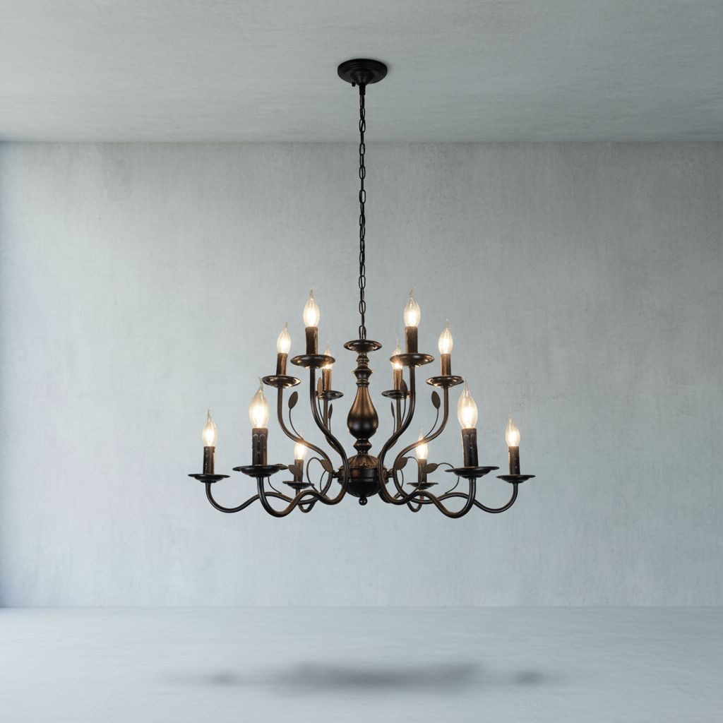 Riviko Heritage Iron Candle Chandelier - Background Shot