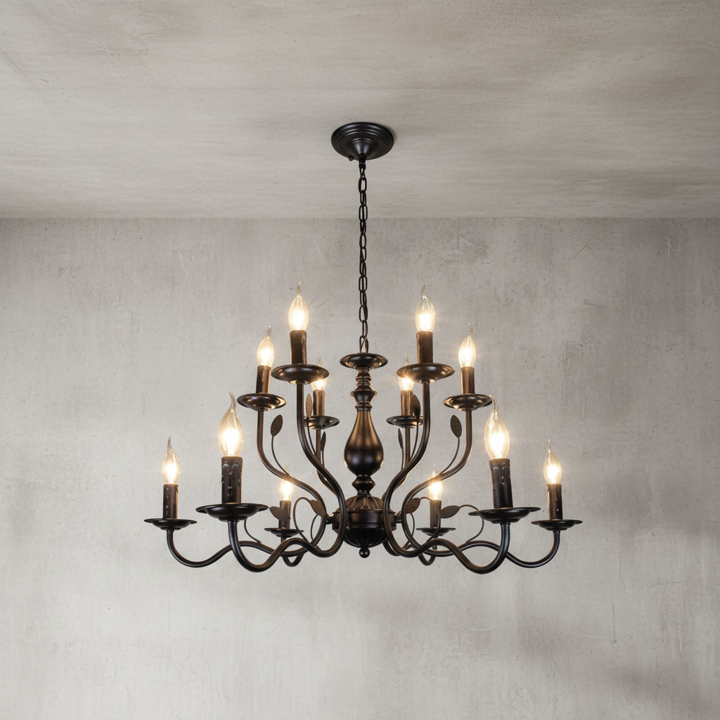 Riviko Heritage Iron Candle Chandelier - Background Shot