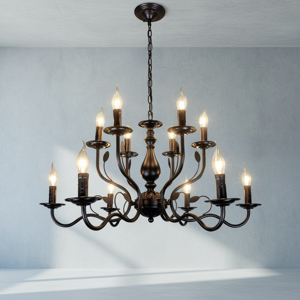 Riviko Heritage Iron Candle Chandelier - Background Shot
