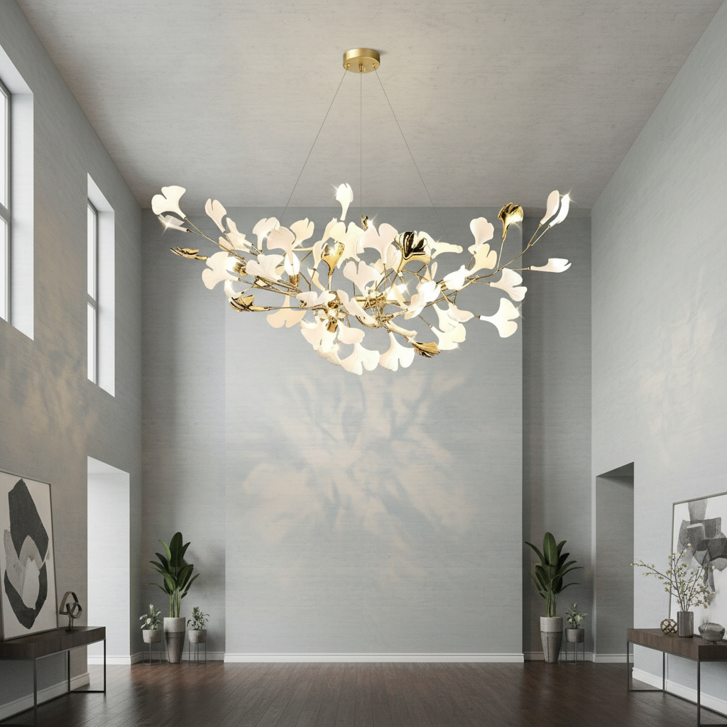 Riviko Ginkgo Bloom Ceramic Chandelier - Background Shot