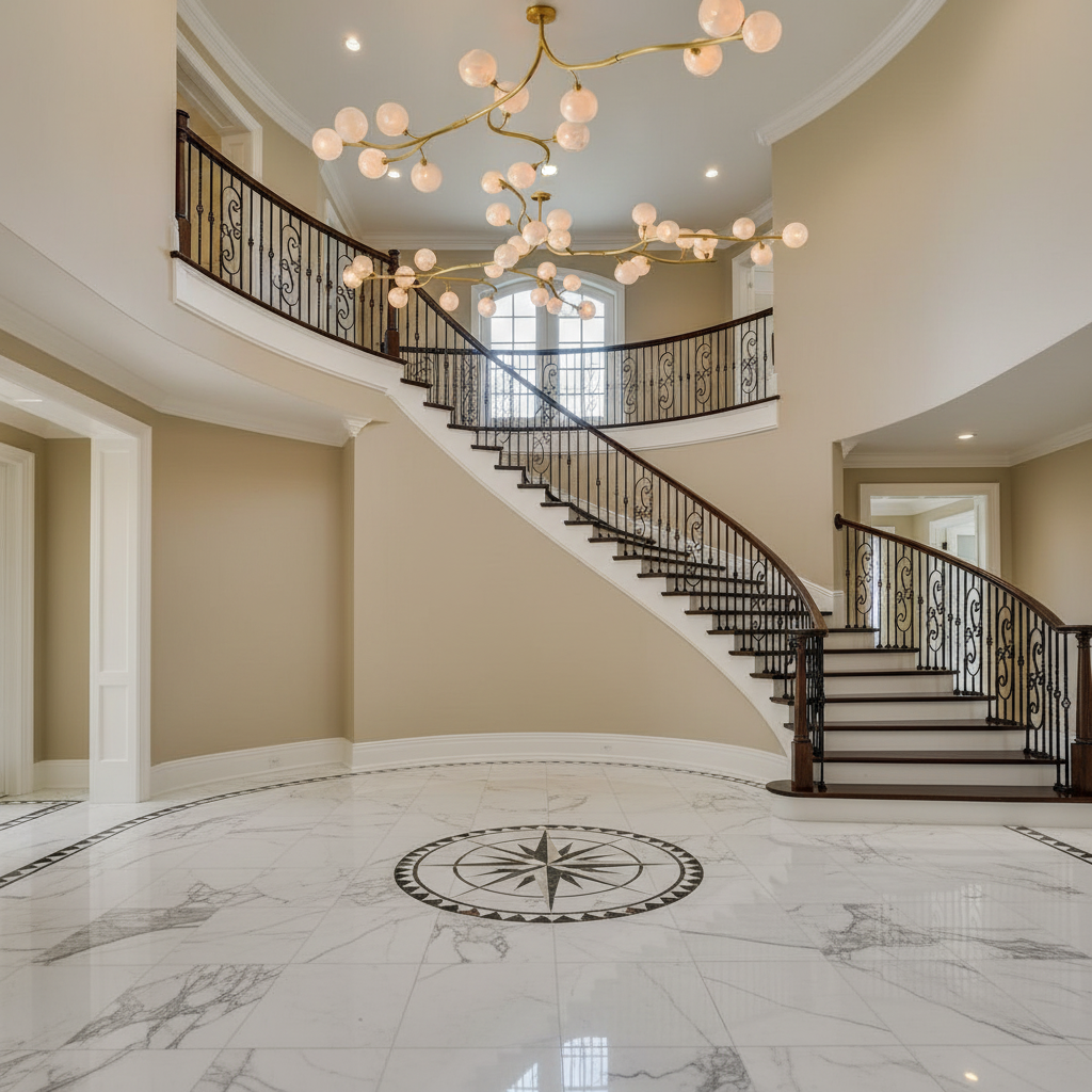 Riviko Aura Branch Glass Globe Chandelier - grand American foyer with two-story ceiling