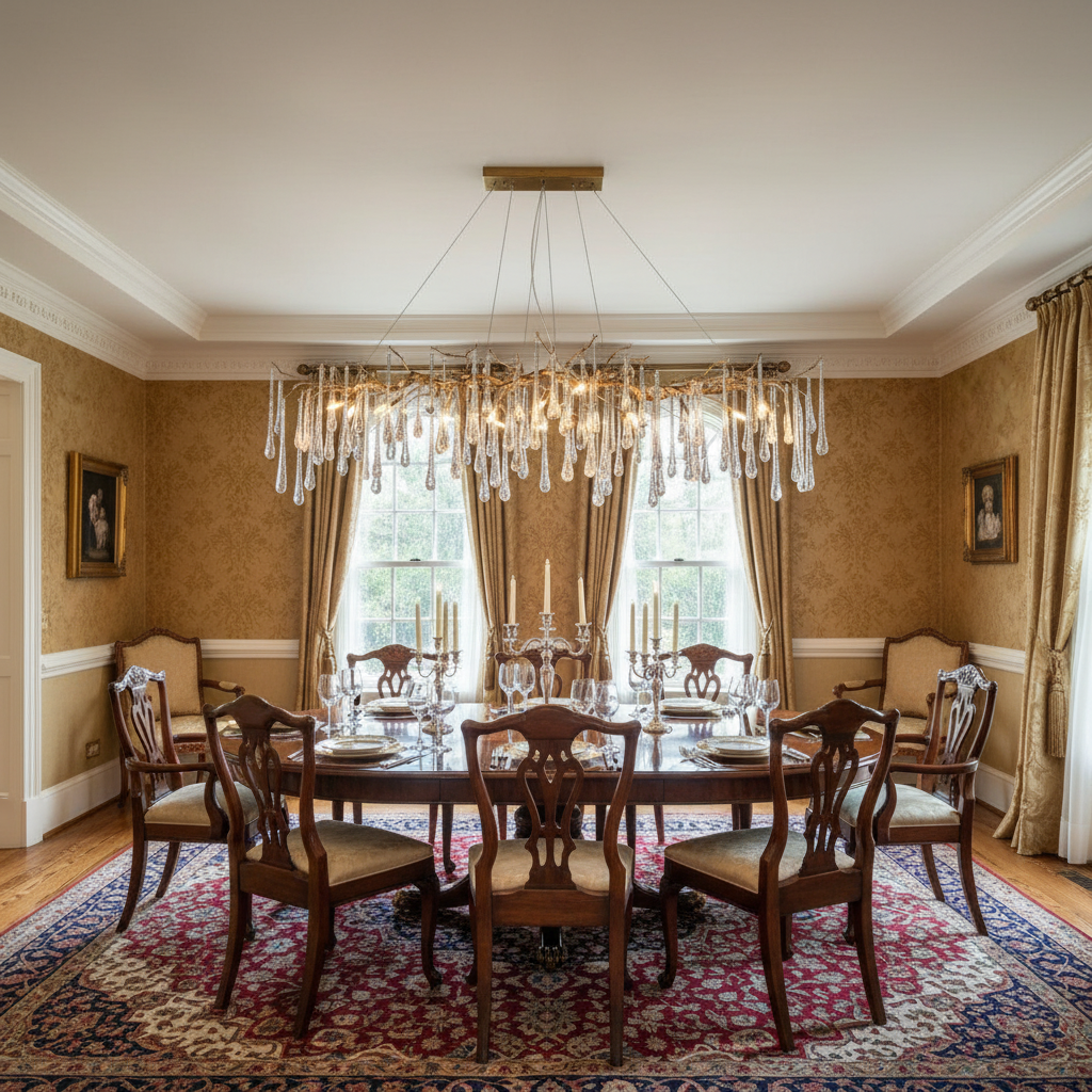 Riviko Veridian Bloom Branch Chandelier - formal American dining room