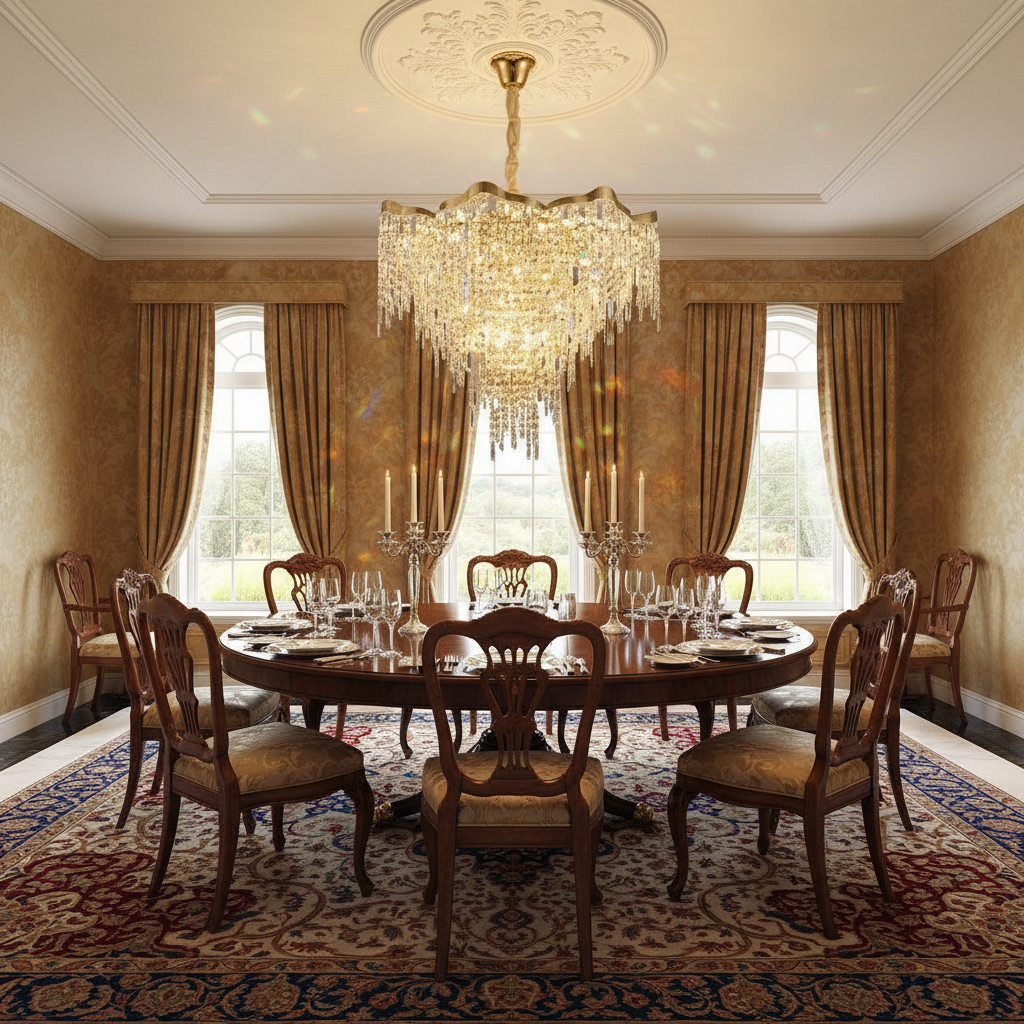 Riviko Radiant Aura Round Crystal Chandelier - formal American dining room