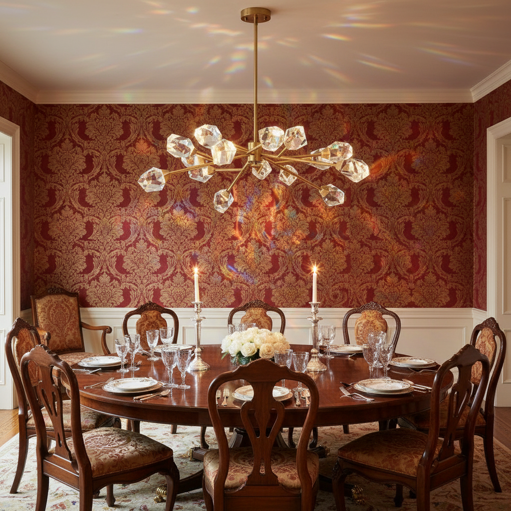 Riviko Aura Grandeur 9-Light Crystal Chandelier - formal American dining room