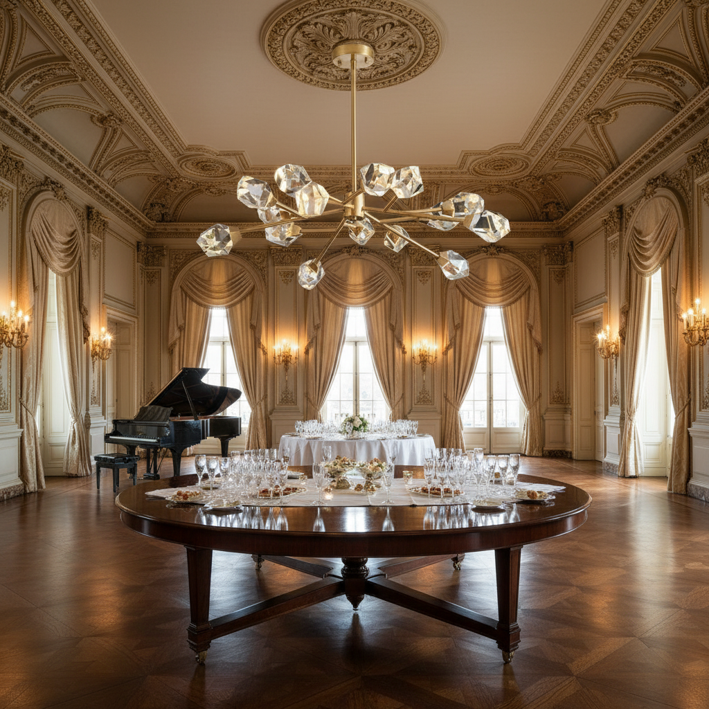 Riviko Aura Grandeur 9-Light Crystal Chandelier - American ballroom or formal entertaining space