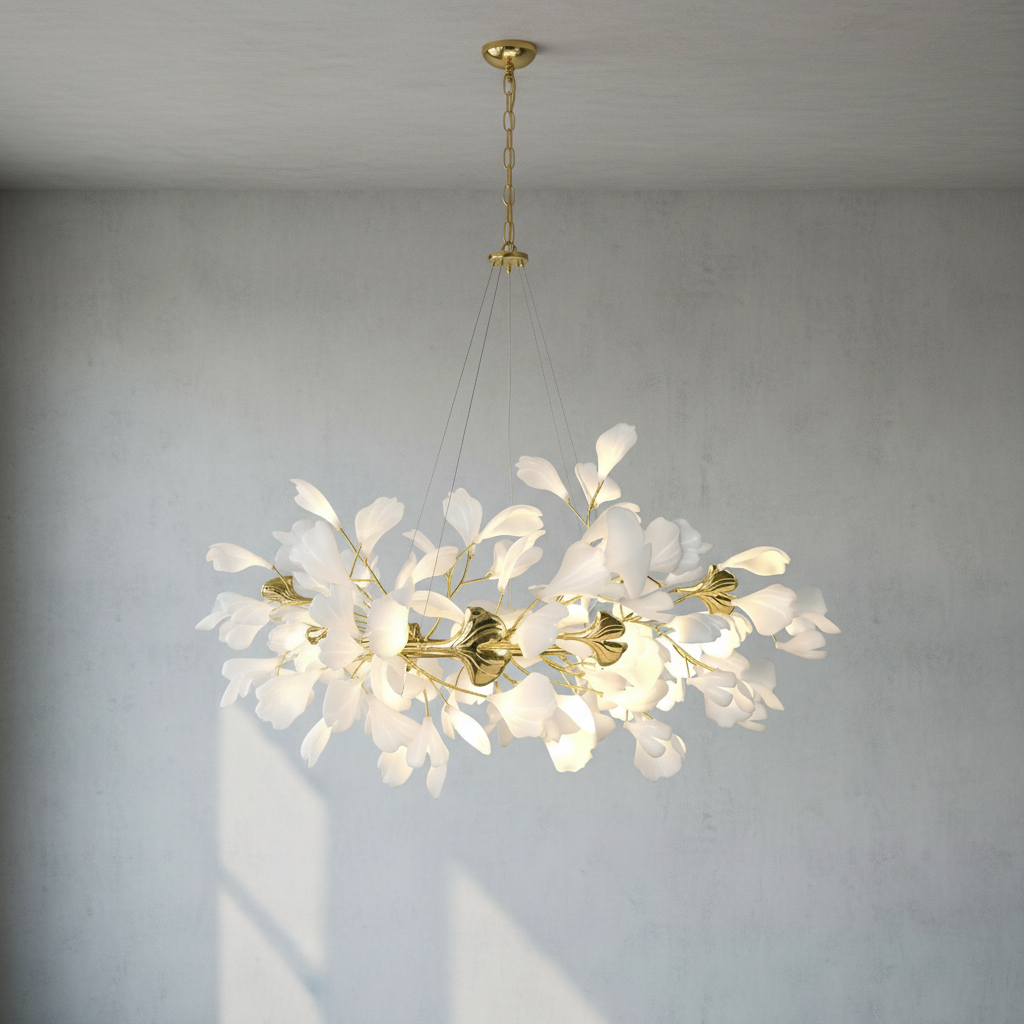 Riviko Ginkgo Bloom Linear Chandelier - Background Shot