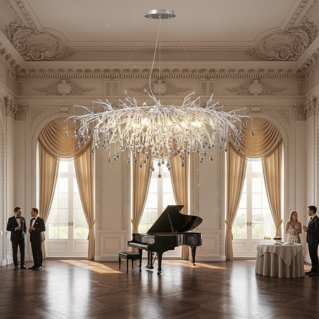 Riviko Arboreal Bloom Rectangle Branch Chandelier - American ballroom or formal entertaining space