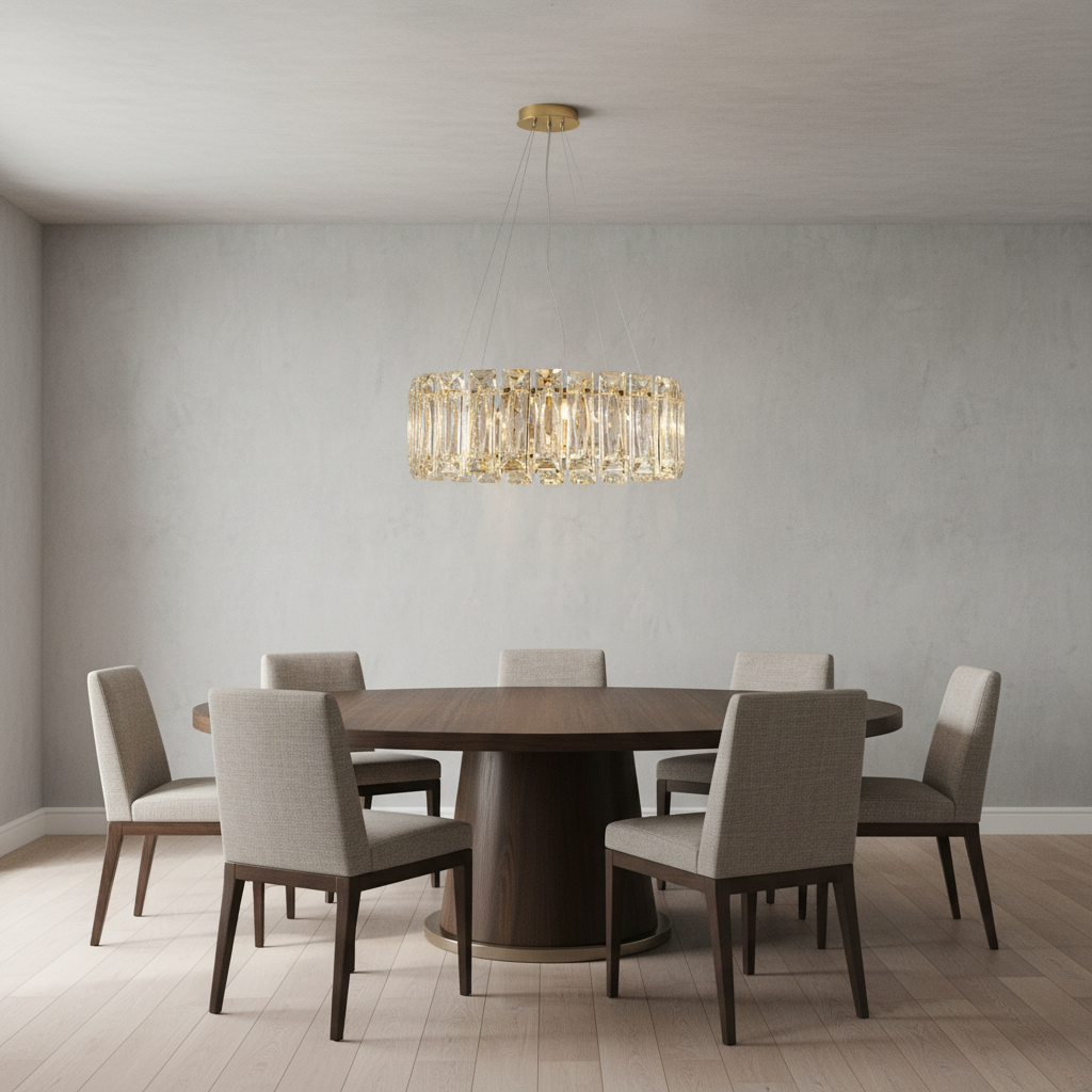 Riviko Celestial Whisper Crystal Fan Chandelier - Background Shot