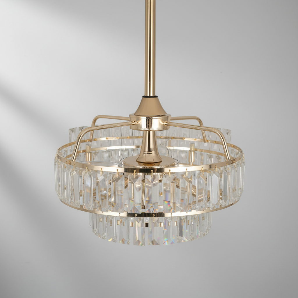 Riviko Celestial Whisper Crystal Fan Chandelier - Background Shot