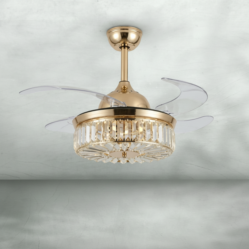 Riviko Celestial Whisper Crystal Fan Chandelier - Background Shot