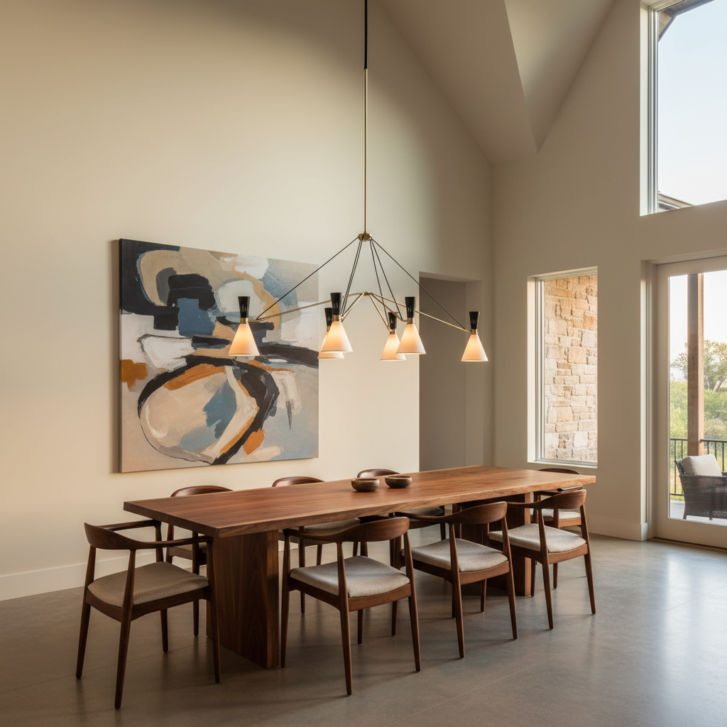 Riviko Aura Grandeur 6-Light Linear Chandelier - American great room dining area
