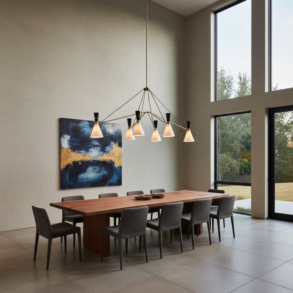 Riviko Aura Grandeur 6-Light Linear Chandelier - American great room dining area