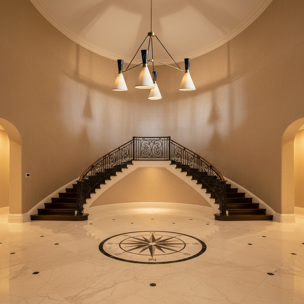 Riviko Rue de Lumière 3-Light Round Chandelier - grand American foyer with two-story ceiling