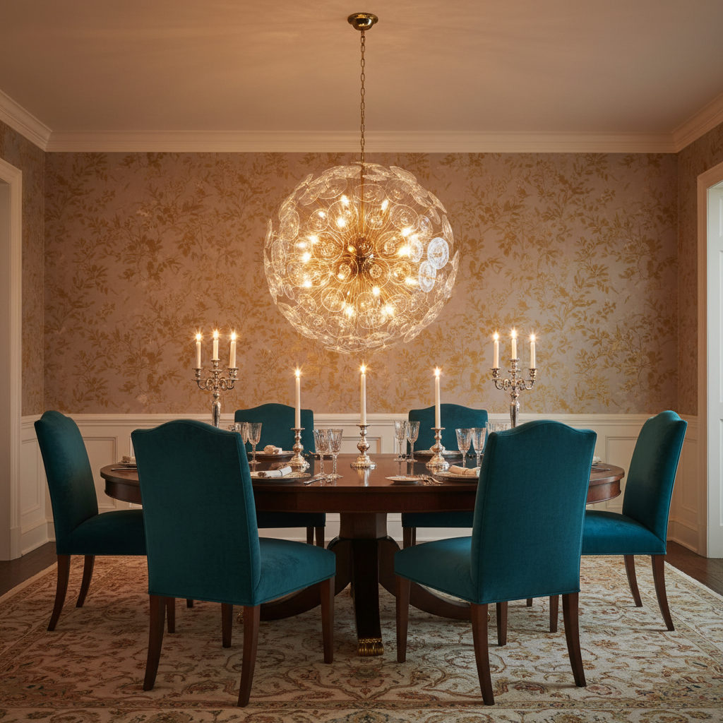 Riviko Bloom Radiance Round Chandelier - formal American dining room