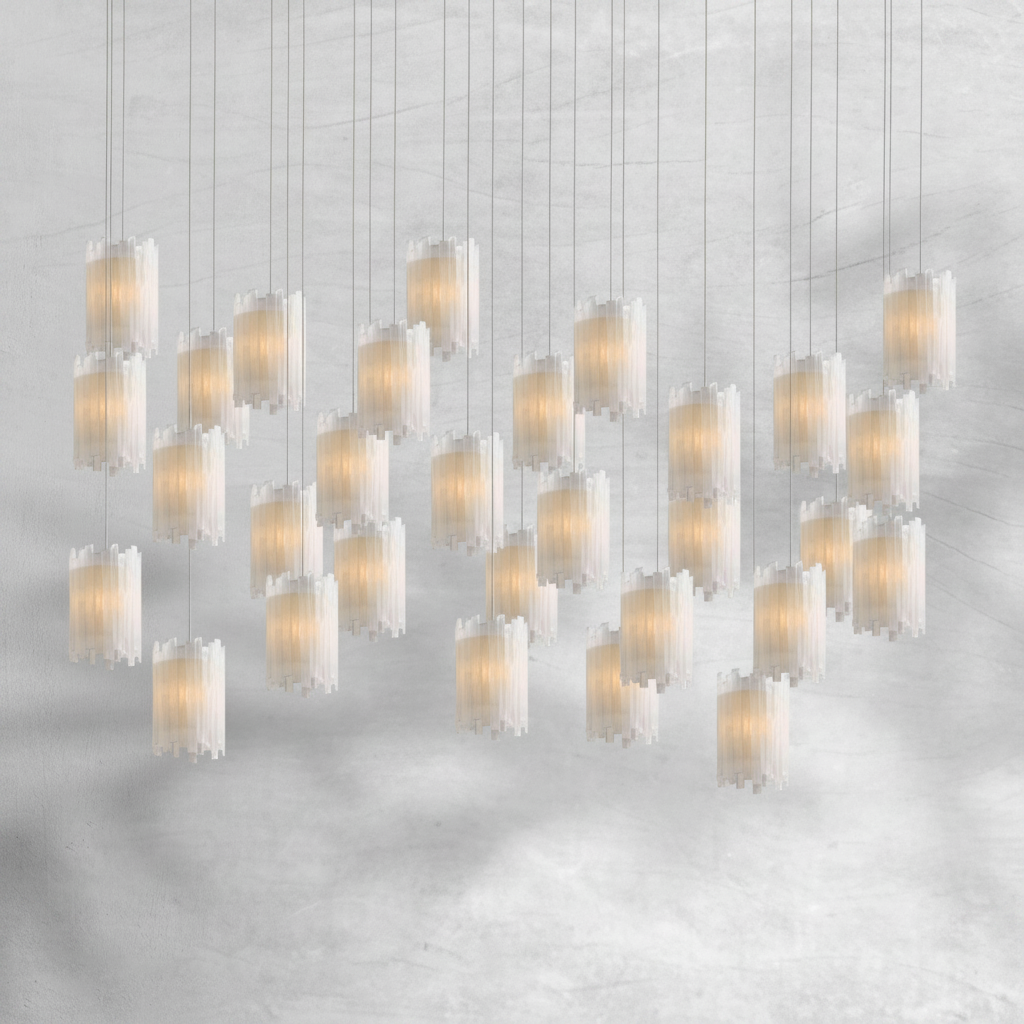 Riviko Starlight Selenite Rectangular Chandelier - Background Shot