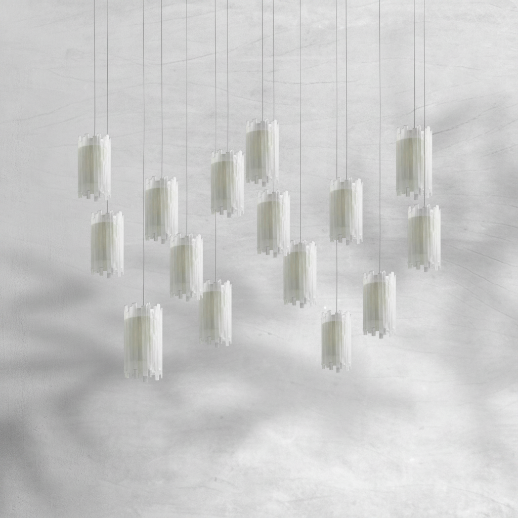 Riviko Starlight Selenite Rectangular Chandelier - Background Shot