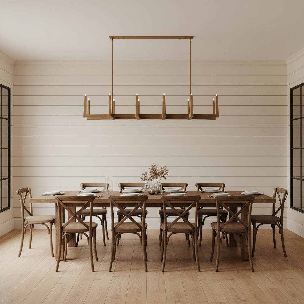 Riviko Geometric Horizon Linear Chandelier - modern American farmhouse dining room