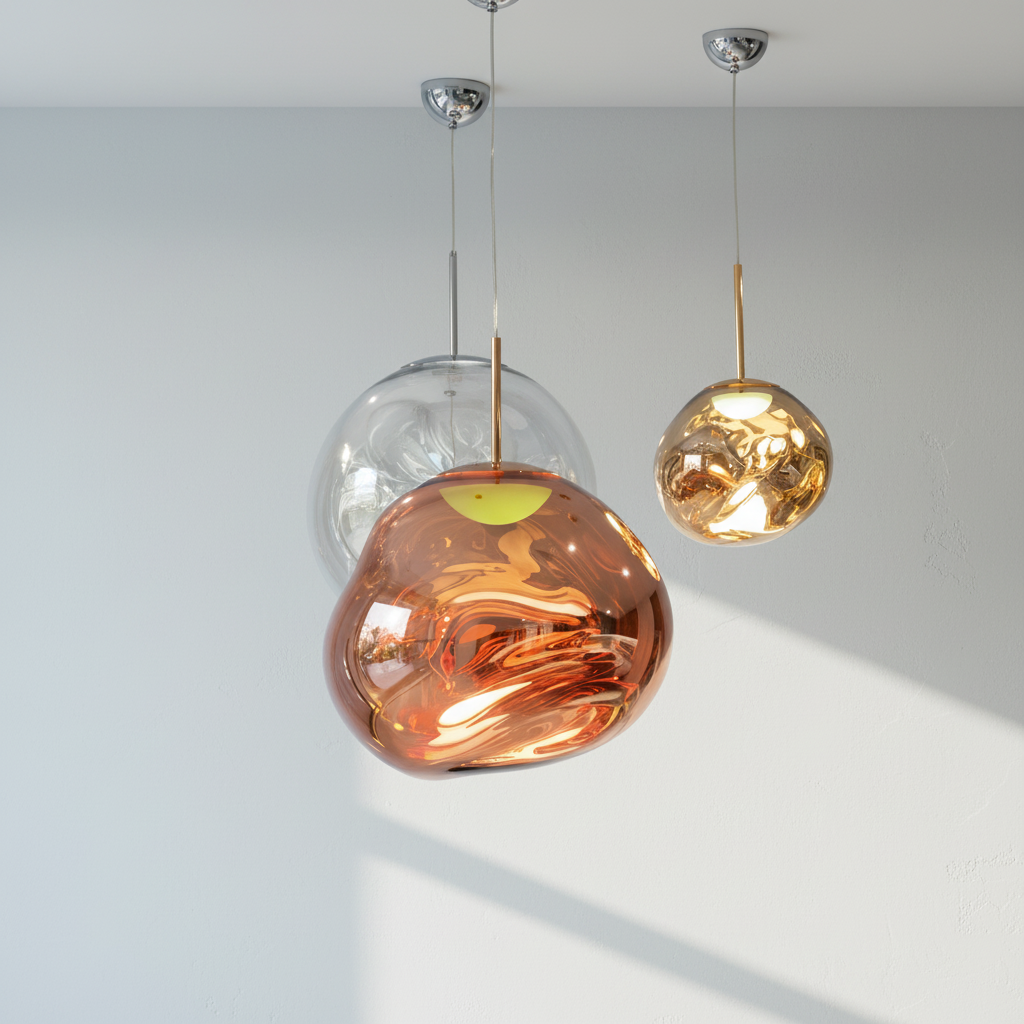 Riviko Sculpted Rock Glass Pendant Chandelier - Background Shot