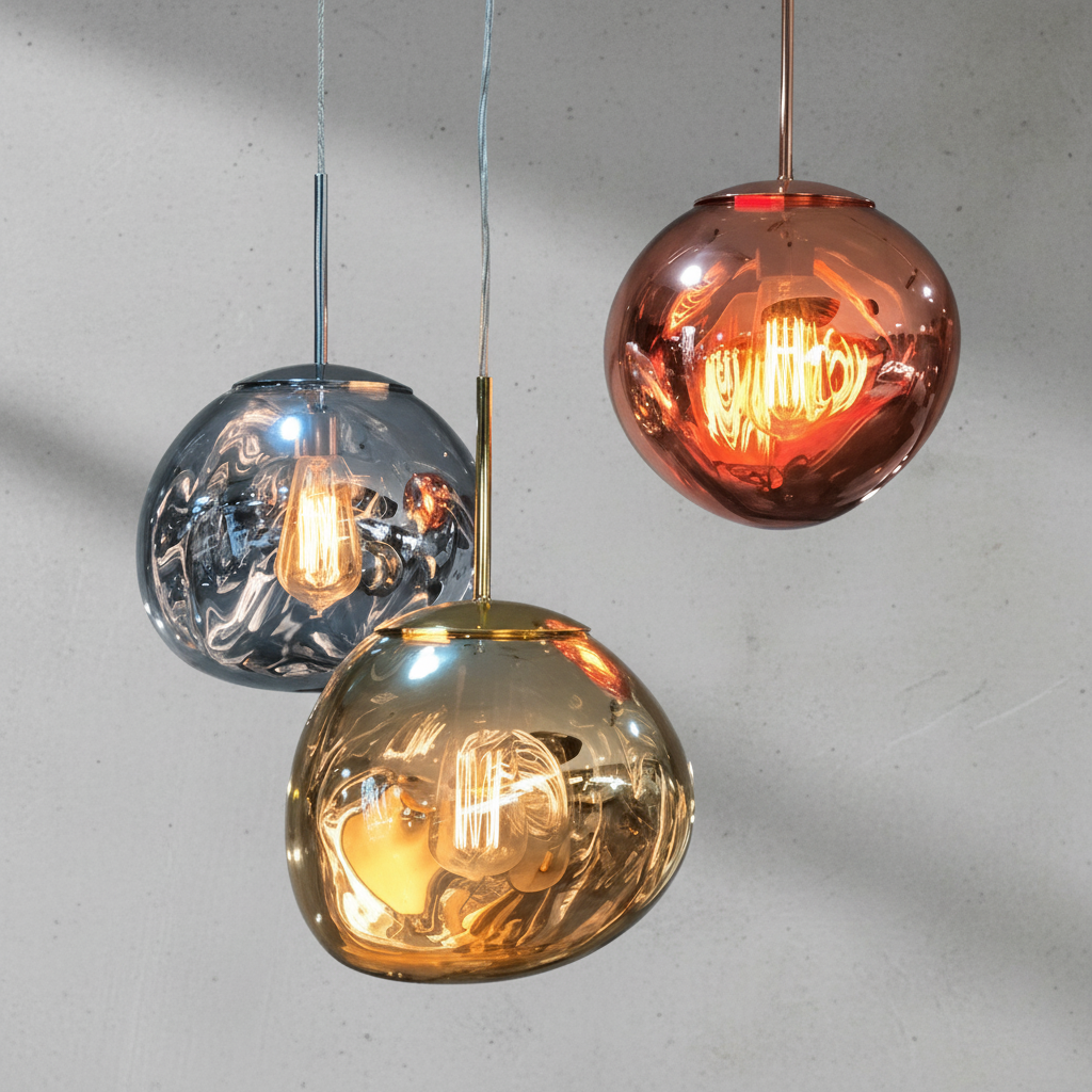 Riviko Sculpted Rock Glass Pendant Chandelier - Background Shot