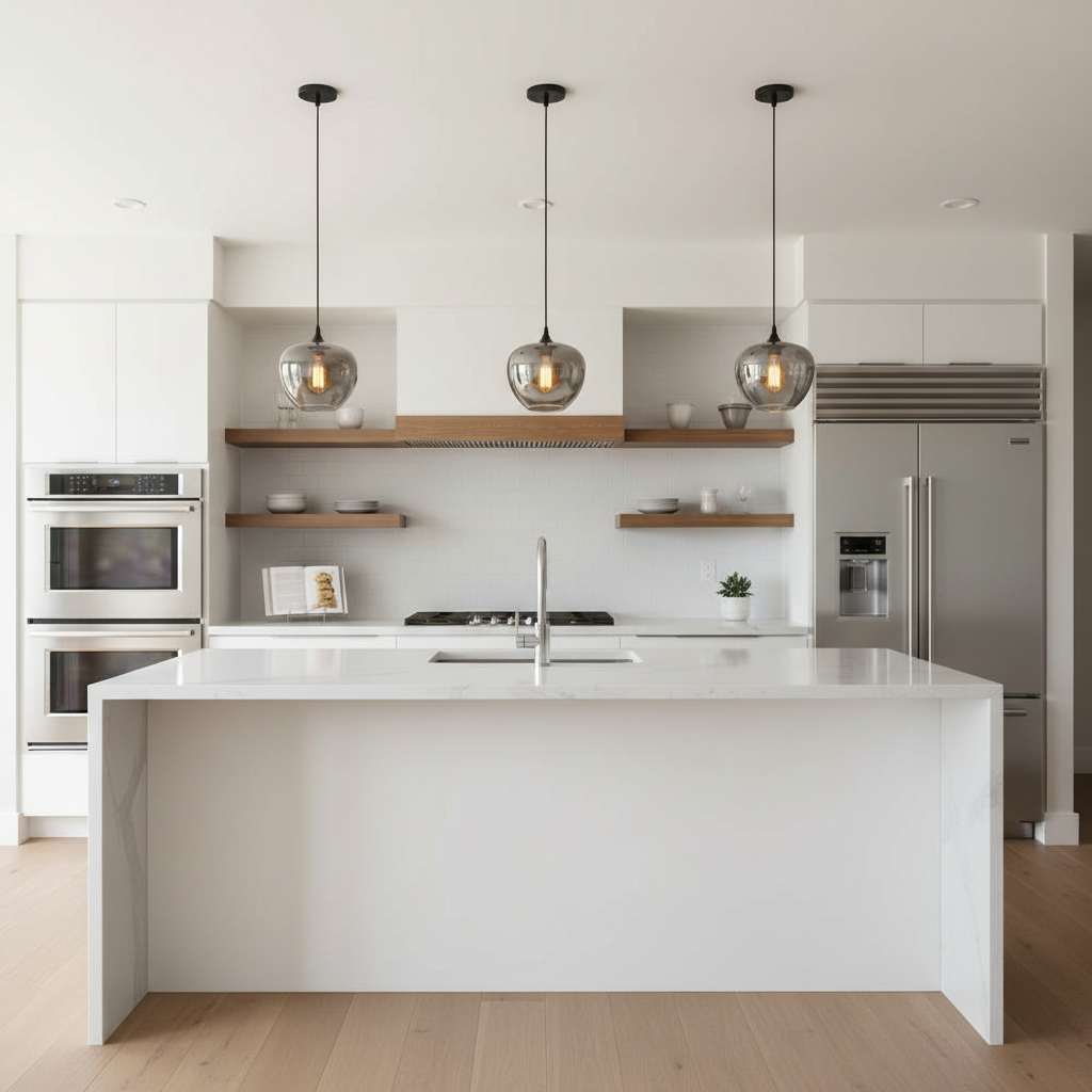 Riviko Veridian Haze Glass Pendant - modern American kitchen