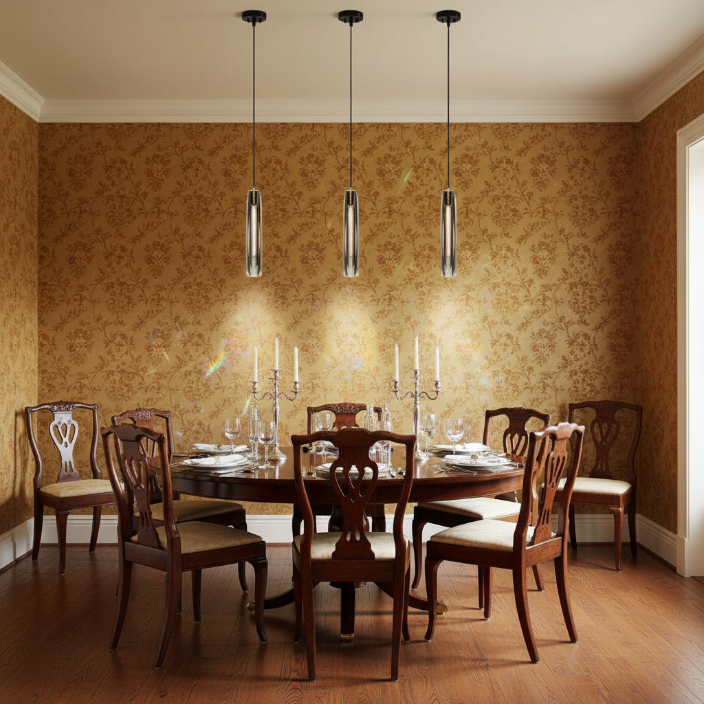 Riviko Audrey Solitaire Crystal Pendant - formal American dining room