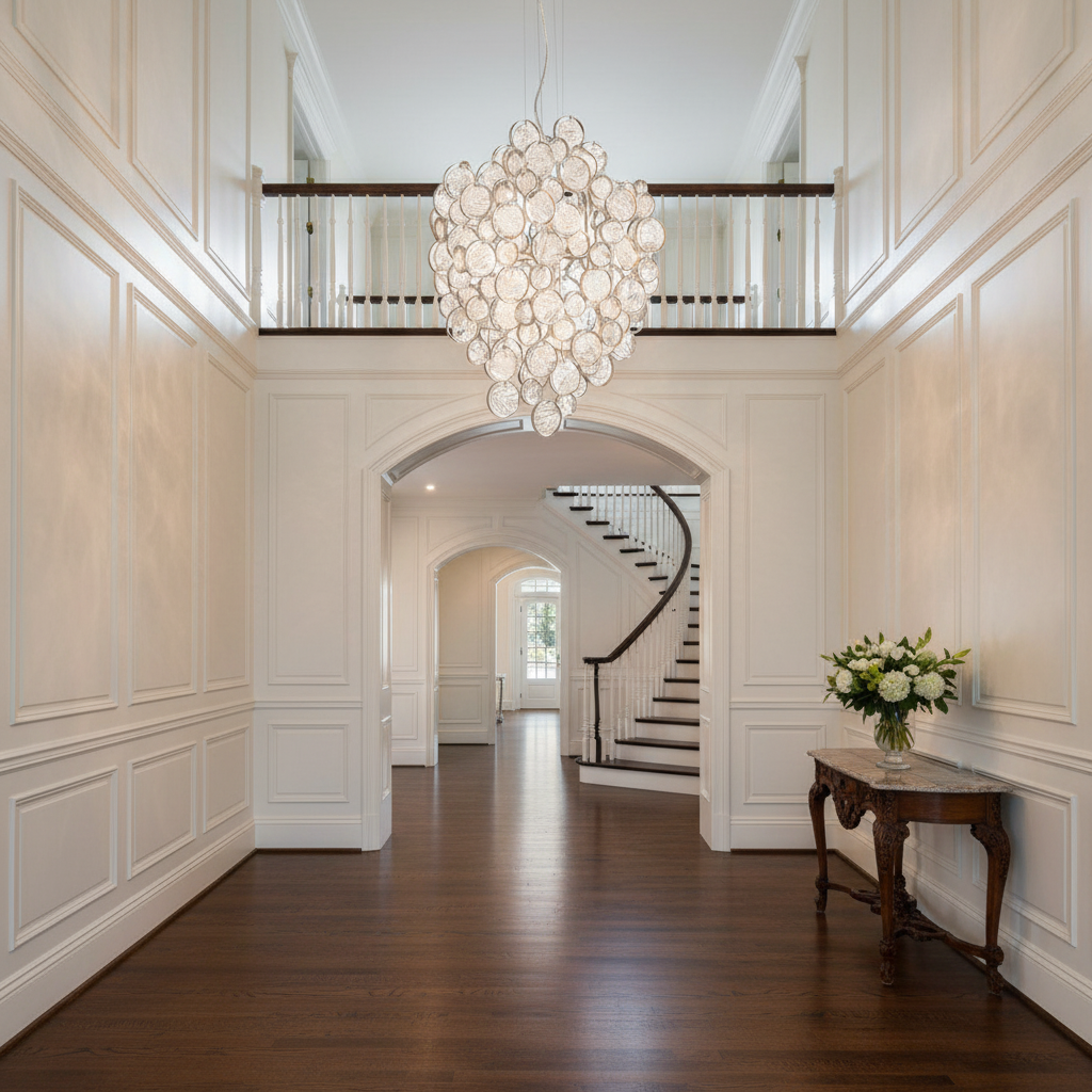 Riviko Celeste Cluster Glass Pendant - elegant American entryway with arched doorway