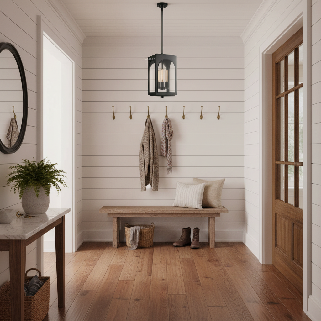 Riviko Veridian Archway Outdoor Pendant - small American hallway or mudroom entry