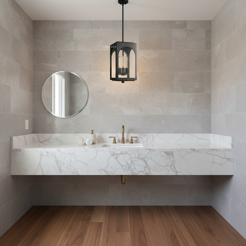 Riviko Veridian Archway Outdoor Pendant - elegant American powder room